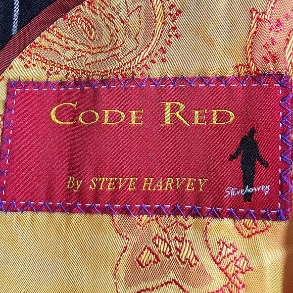 Code Red by Steve Harvey Merino Wool Black Pinstripe Blazer Men's 44 - Picture 4 of 11